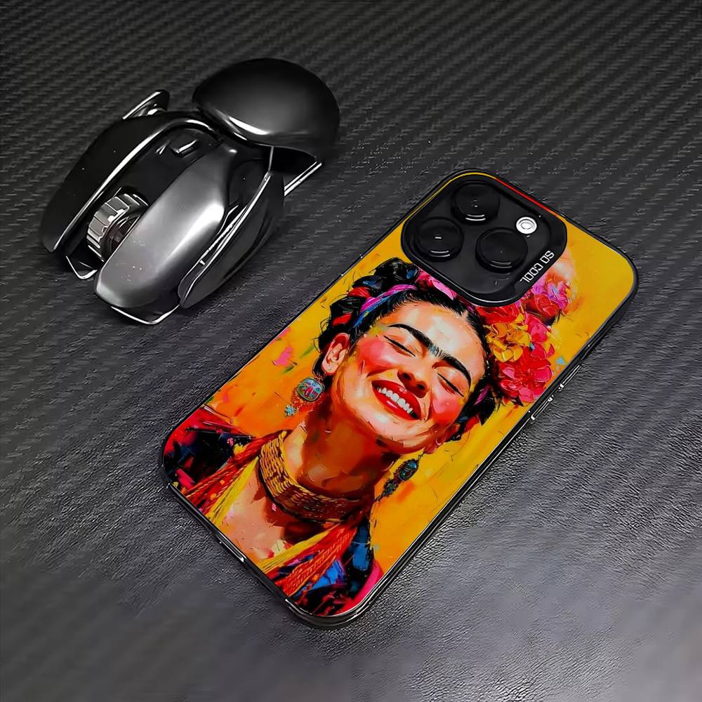 Art F-Frida Kahlo Phone Case For iPhone17,16,15,14,13,12,11 Plus,Pro Max Colored Silver Plated Inside Cover