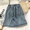Women Loose High Waist Denim Shorts Spring and Summer Wide Leg A-line Thin Casual Shorts
