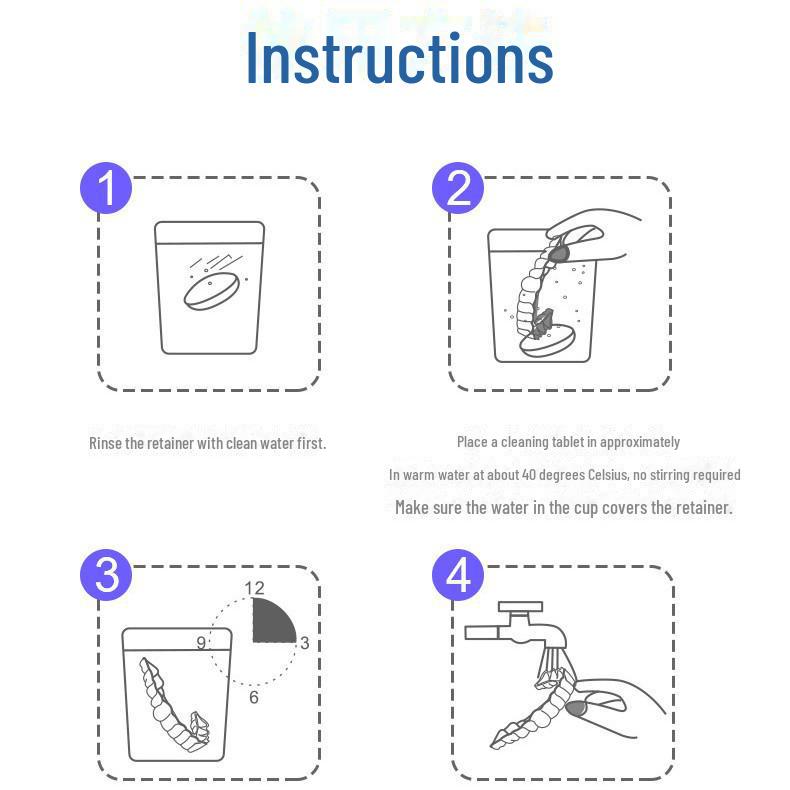 Шипучие чистящие таблетки для зубных протезов, брекетов и ортодонтических устройств — удаление пятен и универсальный уход.