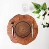10pcs Round Imitation Wood Grain Disposable Plate Vintage Paper Food Tray Disposable Dish  Picnic