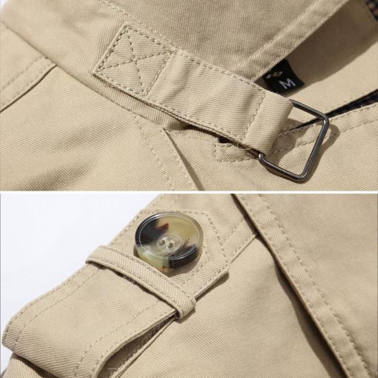 Men Retro Jacket Lapel Long Sleeve Single Breasted Business-Style Outwear Solid Color Pockets