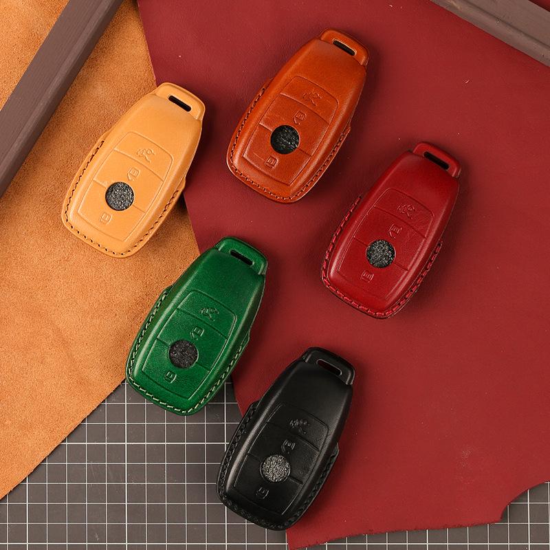 Чехол для смарт-ключа автомобиля из натуральной кожи ручной работы для Mercedes - Полная защита