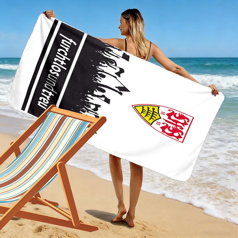Stuttgart Heart Print Beach Towel, Large Soft Quick Dry Towel for Beach Camping Swimming