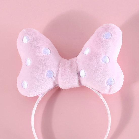 Повязка на голову для питомца, контрастного цвета, с большим бантом, в горошек, эластичная, противоскользящая, для нарядного вида