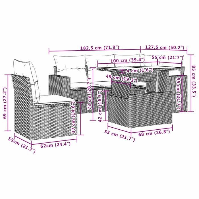 VidaXL Salon de jardin 6 pcs avec coussins noir résine tressée 3267275