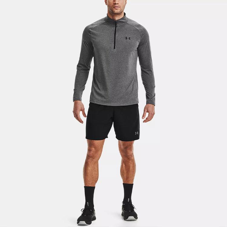 Under Armour Tech Logo Half-Zip Long Sleeve Sports Tee Men Tops Grey 1328495-090