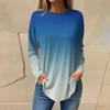 Women's Loose Round Neck Gradient Print Long Sleeve T-Shirt Top Pullover