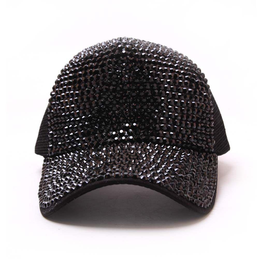 Adjustable Shiny Mesh Cap Cotton Baseball Hats Fashion Rhinestones Baseball Caps For Women Girls