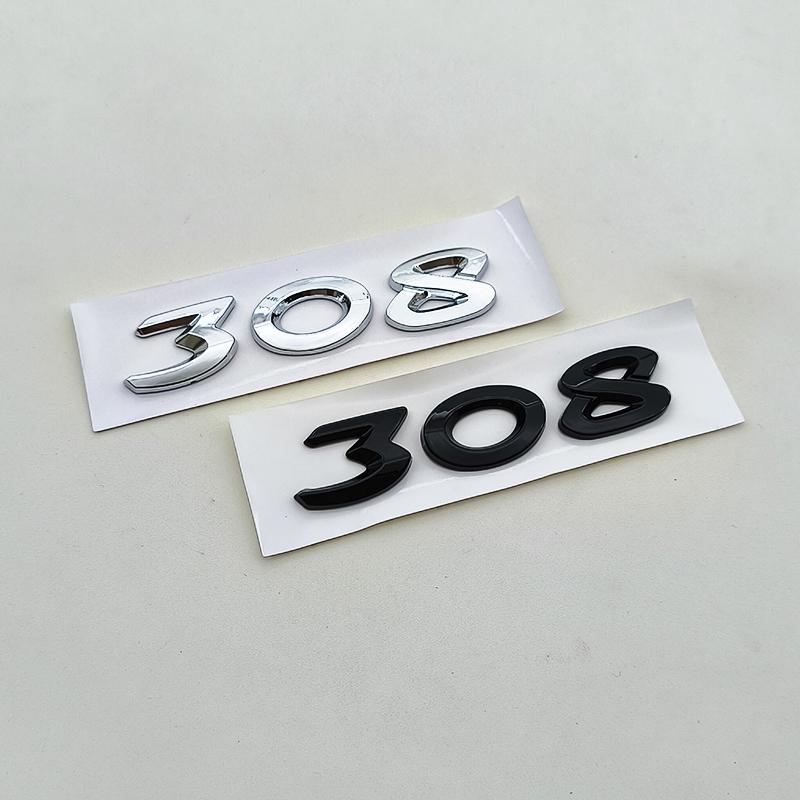 New 3D ABS Chrome Black Logo 308 Emblem Letters Sticker Car Rear Trunk Badge for Peugeot 308 SW GT Line GTI T9 T7 P5 Accessories