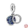 Новый Оригинальный Серебряный Цвет Синий Паве Подвеска Сделай Сам Бусина Подходит Европейским Модным Шармам Браслет Браслеты Сделай Сам Ювелирные Изделия P142 -Y