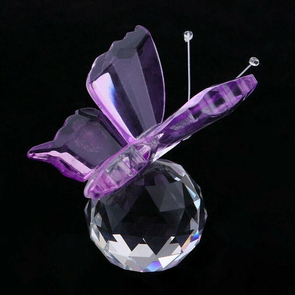 Paperweight Table Ornaments Glass Craft Crystal Butterfly Figurine Crystal Ball Glass Miniature