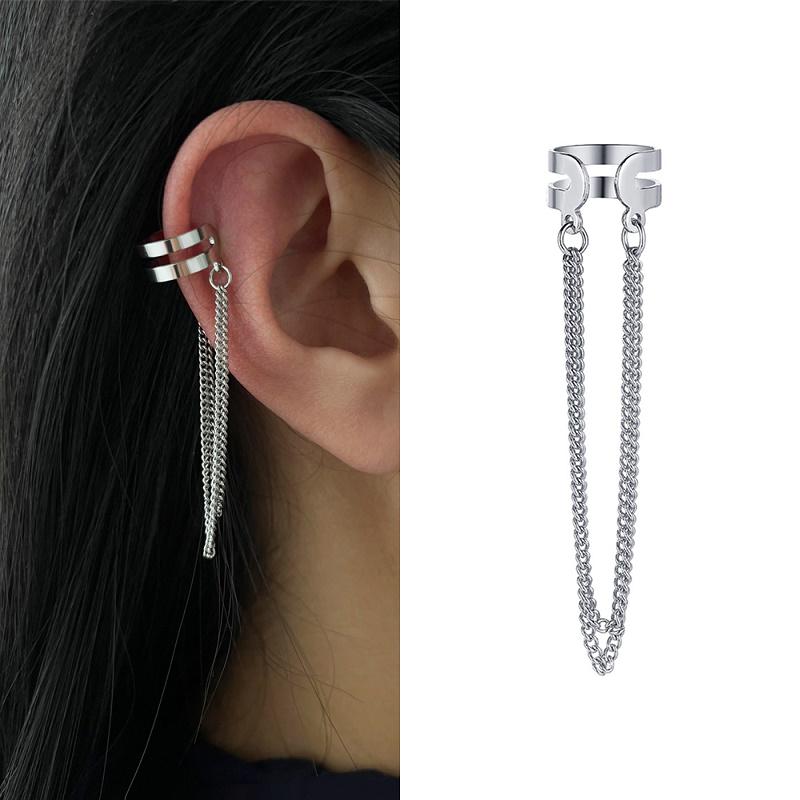 2025 New Fashion Gold Color Circle Non-Piercing Ear Clip Earrings for Women Man Fake Piercing Ear Cuff Earrings Zircon Set Gift