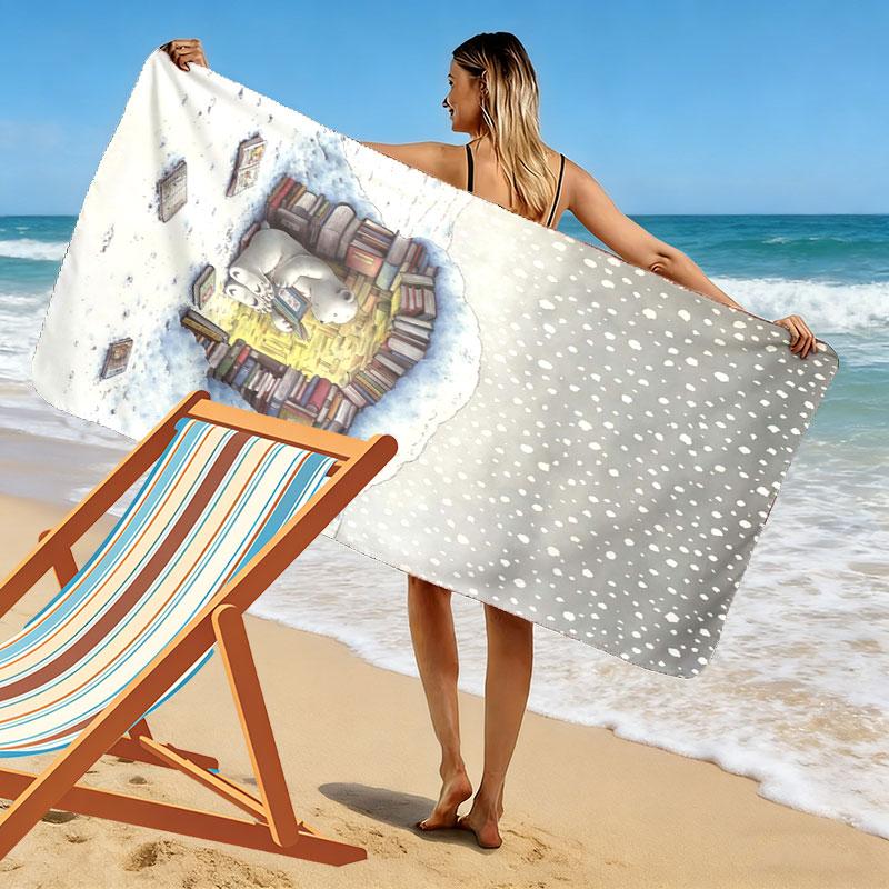Little Polar Bear Beach Towel, Large Soft Quick Dry Towel for Beach Camping Swimming