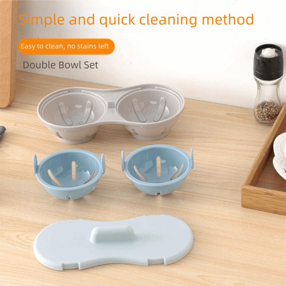 Double Cup Microwave Egg Poacher Detachable Drain Basket Egg Cooker Cook Poached Eggs