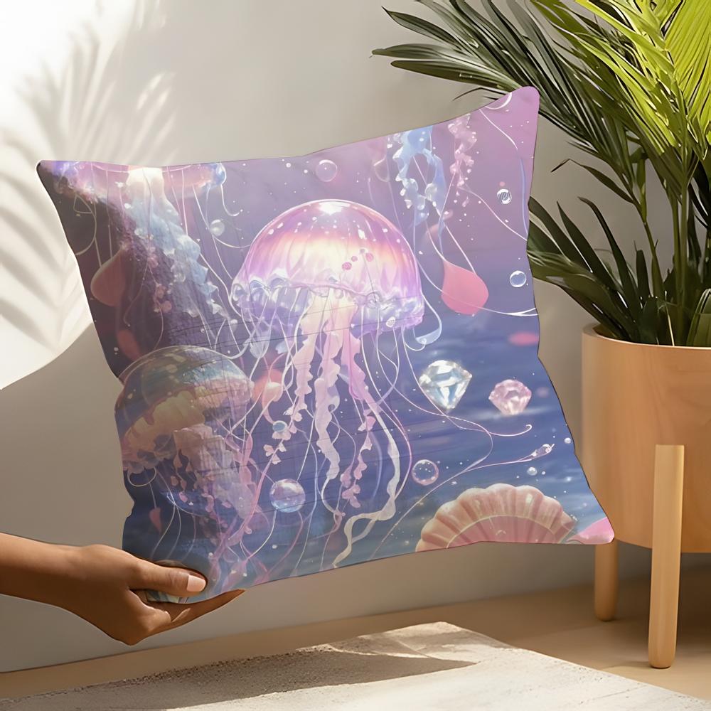 Beautiful Marine Life Jellyfish Pillow Case Linen Cushion Covers For Decorative Sofa Home Pillows Case Car Chair Pillows Cases