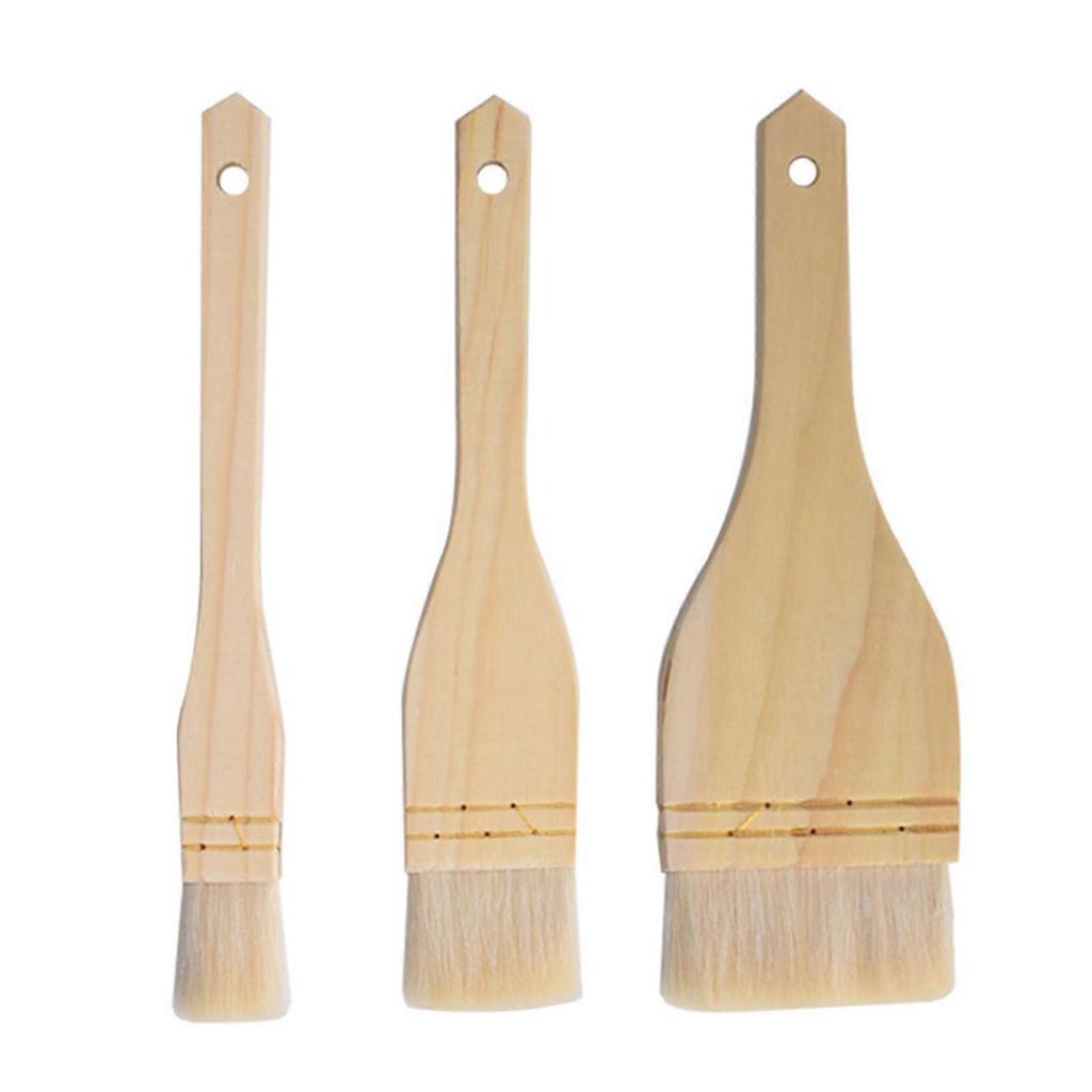 3Pcs Kitchen Basting Oil Brush Wood Handle Pastry Brushes Barbecue Oil Baking Brush for Spreading Butter Cooking Baking