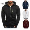 Мужская толстовка с капюшоном для фитнеса на весну и осень с карманами на молнии, кардиган на молнии, плотное однотонное повседневное пальто с эластичными манжетами и подолом, куртка для путешествий и работы