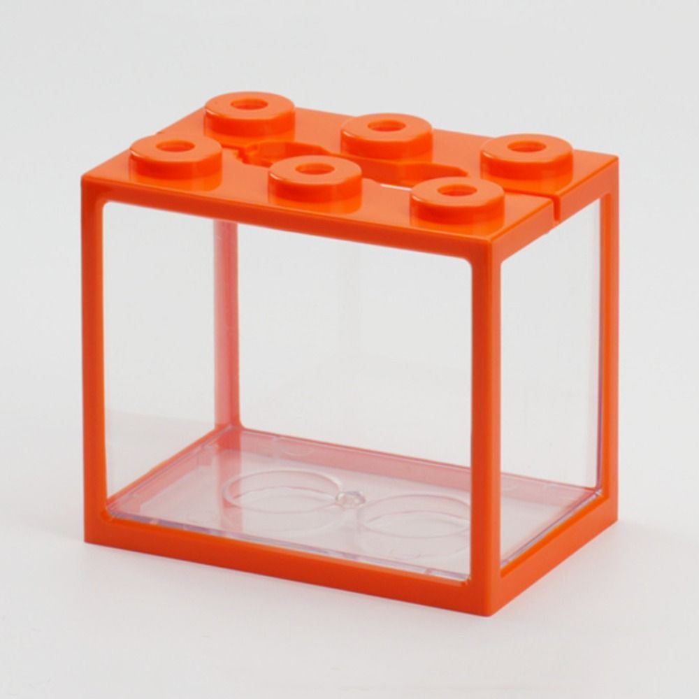 LED Lamp Betta Fish Tank Plastic Breeding Box Creative Building Block Aquarium Desktop Ornament