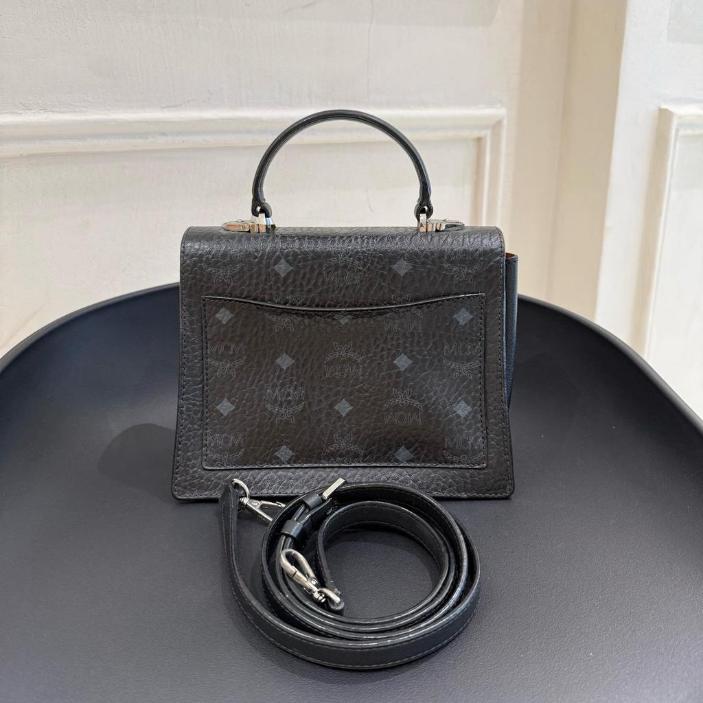 [Pre-Owned] Lock Closure Monogram Leather Accordion Shoulder Bag Crossbody Handbag Small - Very Good #GBST4Z