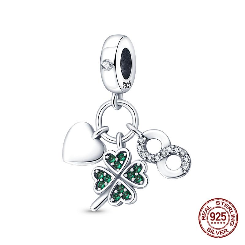 Оригинальные Шармы Медь Счастливый Четырехлистный Клевер Шармы-Цифры Бусины Подходят для Оригинального Браслета 3 мм Женские DIY Ювелирные Изделия Подарок