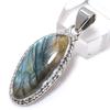 Natural Labradorite Gemstone 925 Solid Sterling Silver Gift Pendant 1.75" Y9s10
