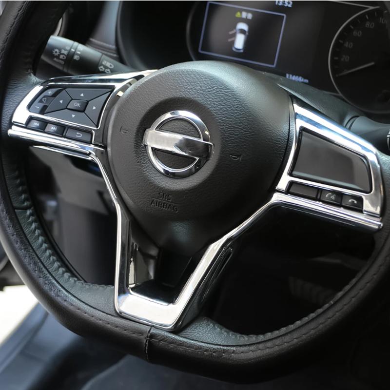Car Steering Wheel Panel Cover For Nissan Qashqai J11 Xtrail T32 Rogue Note Versa Kicks Juke Micra Leaf Sentra Accessories