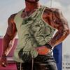 Lion Pattern Fashion Men's Vest Summer Casual Breathable Refreshing Gym Exercise T-Shirt Vest New Men's Running Sports