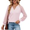 JKAASHDK Women's Fashion Casual Lace Print Summer Spring Long Sleeve V-Neck Pullovers Blouses & Shirts