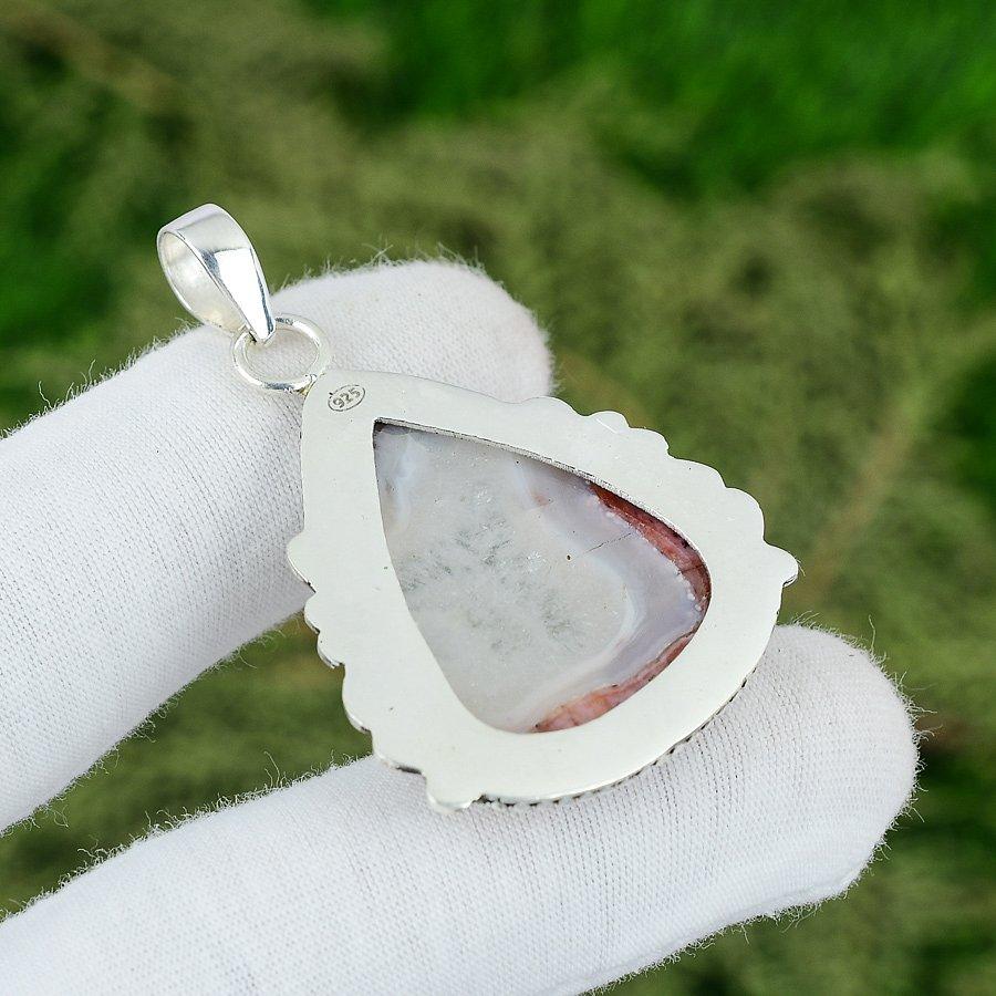 Натуральный кулон из агата 'Сумасшедший кружевной' из драгоценного камня, ювелирное изделие из стерлингового серебра 925 пробы для девочек