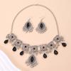 Vintage Ethnic Jewelry Set for Woman Hollow Water Drop Necklace Earrings