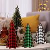3 Pieces Christmas Decor Plaid Christmas Tree Decorations Set Of, 3D Wooden Tabletop Trees, 5.5 Inch Height, Holiday Home Decor (Plaid Style)