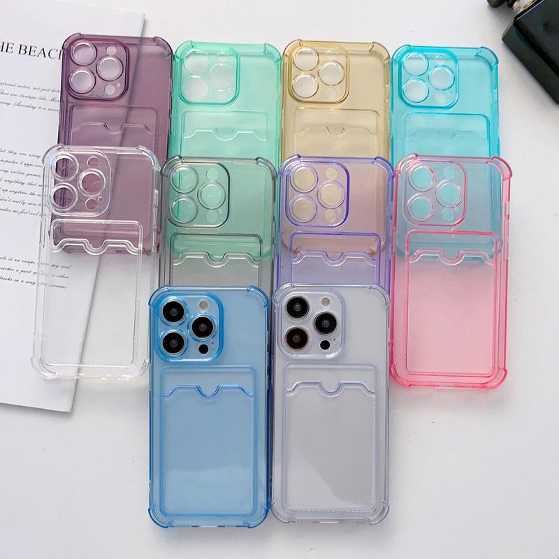 Shockproof Card Slot Silicone Soft Case Cover For Iphone 16 Pro Max 15 14 13 12 Pro MAX 12 Pro 11 X XR XS 7 8 Plus Clear Mobile Phone Case