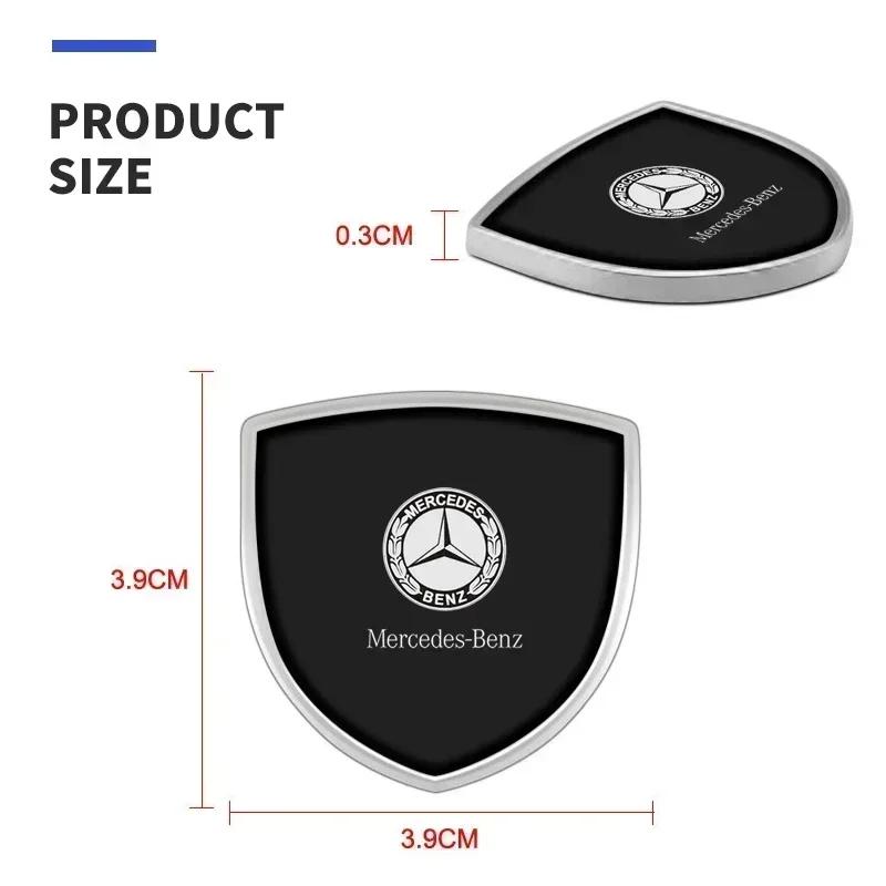 1/2pcs 3D Metal Car Styling Shield Emblem Badge Stickers For Mercedes Benz W211 W205 W213 W203 C218 A207 CLA CLS E Class