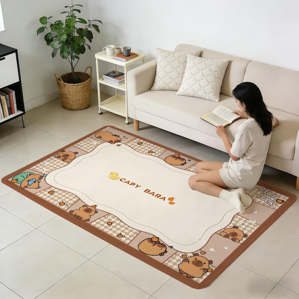 cartoon cute art Capybara kawaii hogar Bedside Rug Kitchen Bath Floor Mat Hallway Balcony Carpet Entrance Doormat Decor Home