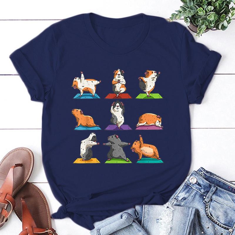 Футболка с принтом морской свинки для йоги, унисекс, крутая летняя повседневная футболка