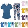 Plus SizePrinted Scrub Working Uniform Tops For Women's Cross V-Neck Halloween Print Short Sleeve Fun T-Shirts Workwear Tee With Pockets