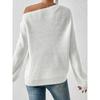 Вязаный свитер с открытыми плечами женский Новая повседневная одежда Длинный рукав Вырез лодочкой Осень Зима Базовые Свободные Свитера Оверсайз