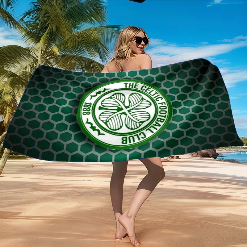 Cel-tic Football Club Crest Printed Microfiber Beach Towel, Soft And Absorbent, Quick-Dry, Ideal for Summer Travel, Beach Essential, Swimming Pool