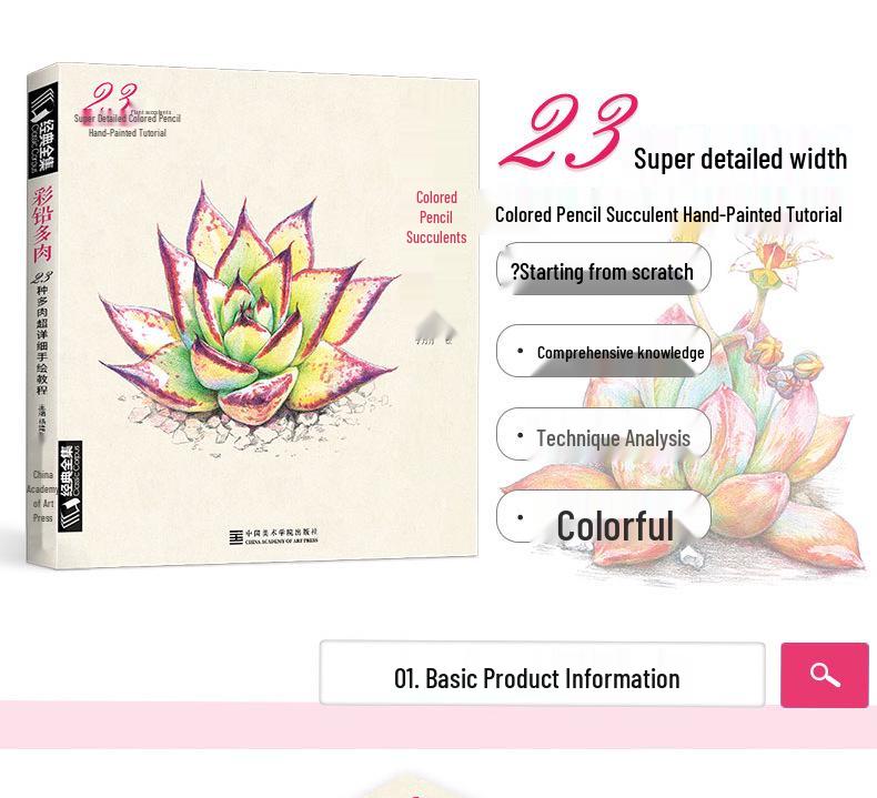 Классический набор цветных карандашей: 6 книг - Птицы, Цветы, Фигуры, Суккуленты, Пейзажи, Животные для начинающих