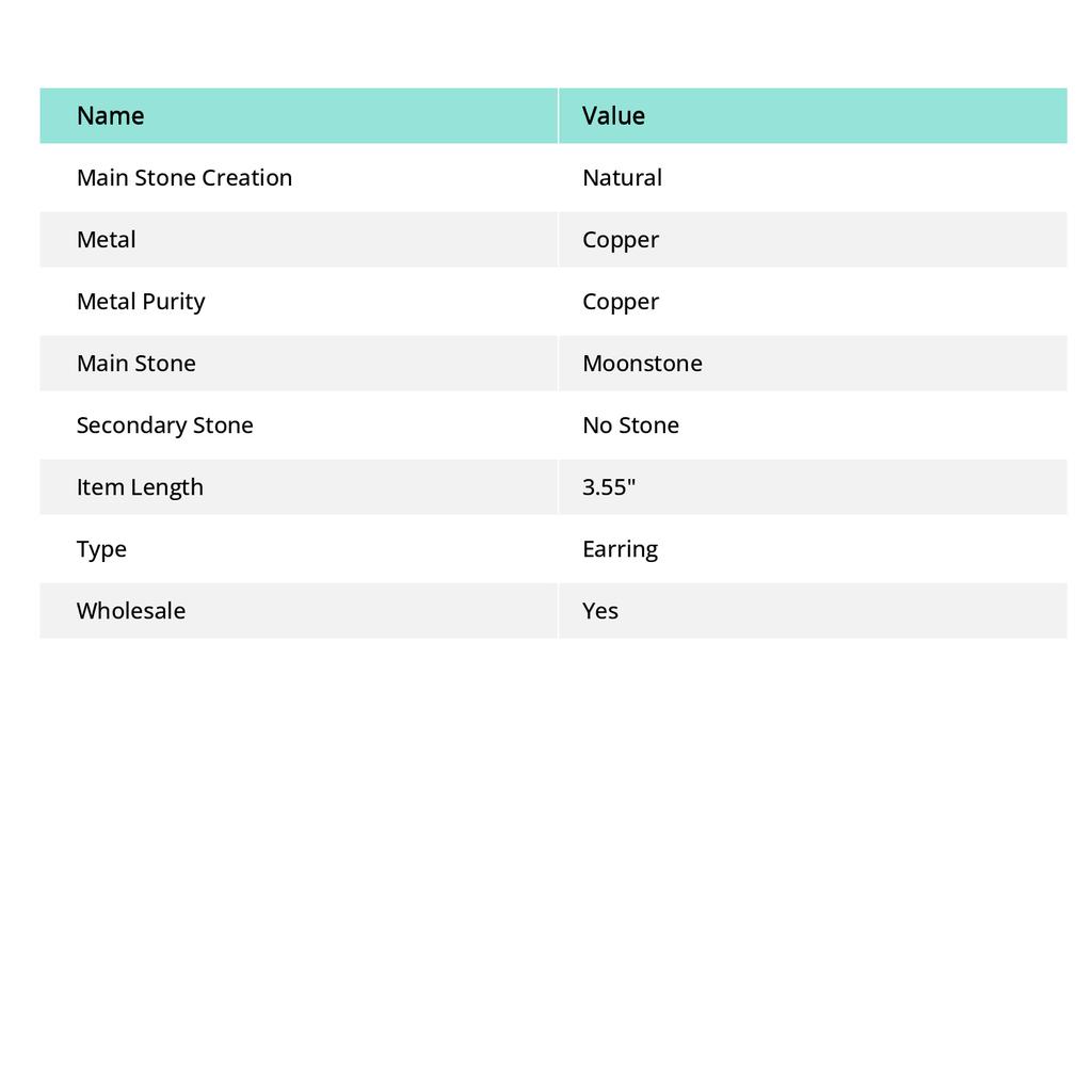 Natural Moonstone Gemstone Handmade Copper Wire Wrap Jewelry Earring 3.55" G0p68