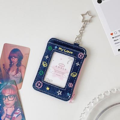 Высококачественный 3-дюймовый держатель для карточек Y2K с брелоком для хранения фотокарточек K-Pop кумиров, джинсовый дисплей, сумка-держатель для фотокарточек, кулон