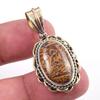 Natural Maryam Jasper 925 Solid Sterling Silver Gift TwoTone Pendant 1.50" E5T57