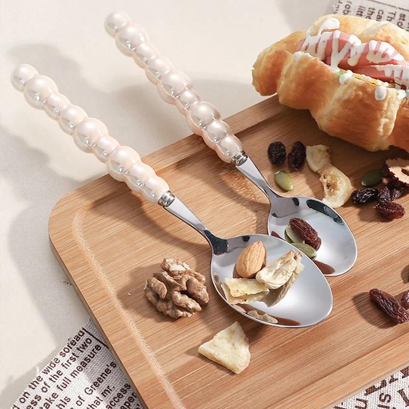 4 шт. Легкий роскошный набор столовых приборов с жемчужной ручкой из нержавеющей стали, нож, вилка, ложка, вестерн-стейк, премиум-посуда, подарки