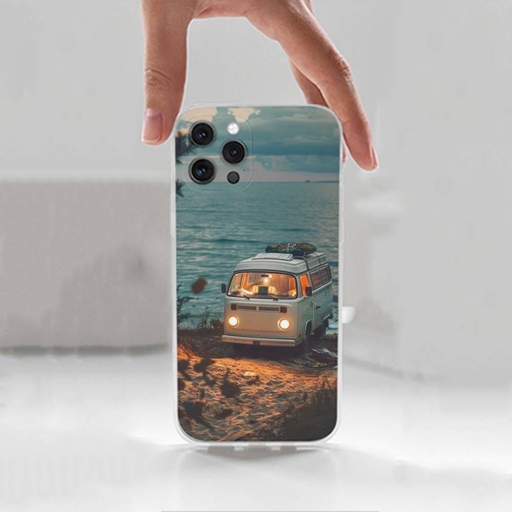 Чехол C-Combi Van Surf для iPhone Max, 13, XR, SE, 12, 15, Pro, 17, Plus, 11, 14, 16, X, XS, Mini Прозрачный Мягкий Чехол