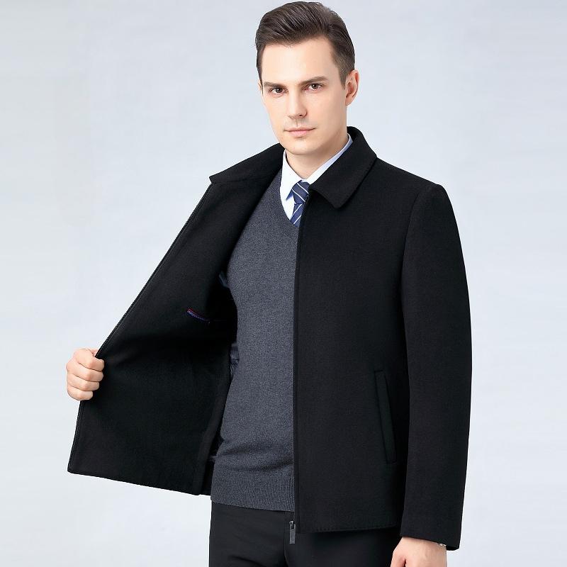 Осенне-зимняя двусторонняя шерстяная куртка, мужская кашемировая куртка для бизнеса, шерстяное пальто, съемная пуховая подкладка, кашемировое пальто