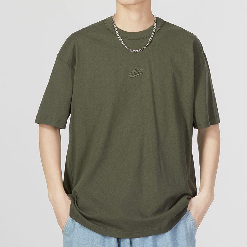 Nike Мужская футболка с пониженной линией плеча, армейский зеленый, DO7393-325