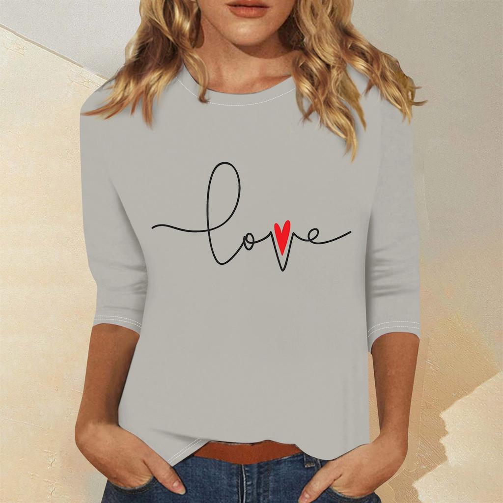 Женская мода повседневный свитер с семью рукавами и принтом ко Дню святого Валентина