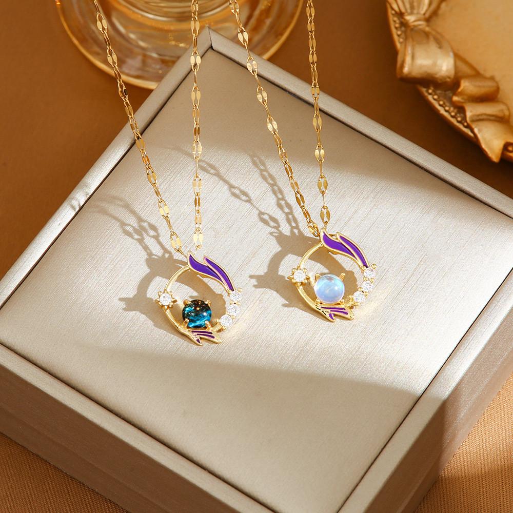 Уникальное ожерелье из титановой стали, вдохновленное природой, с красивыми элементами океанской волны и звезды