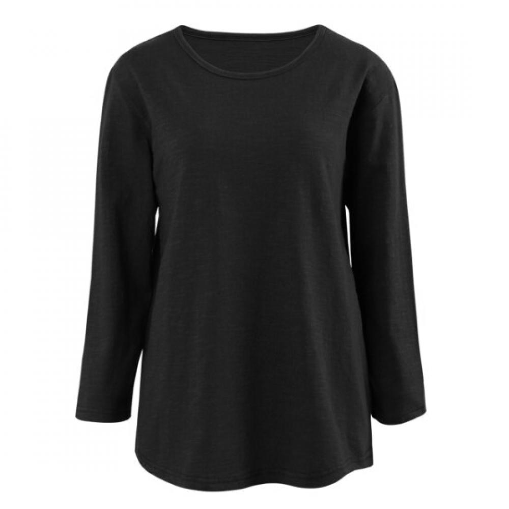 Shop Women S baSic Round Slab Cotton 3 4 Sleeve Tee Dai wSh 1003 Black