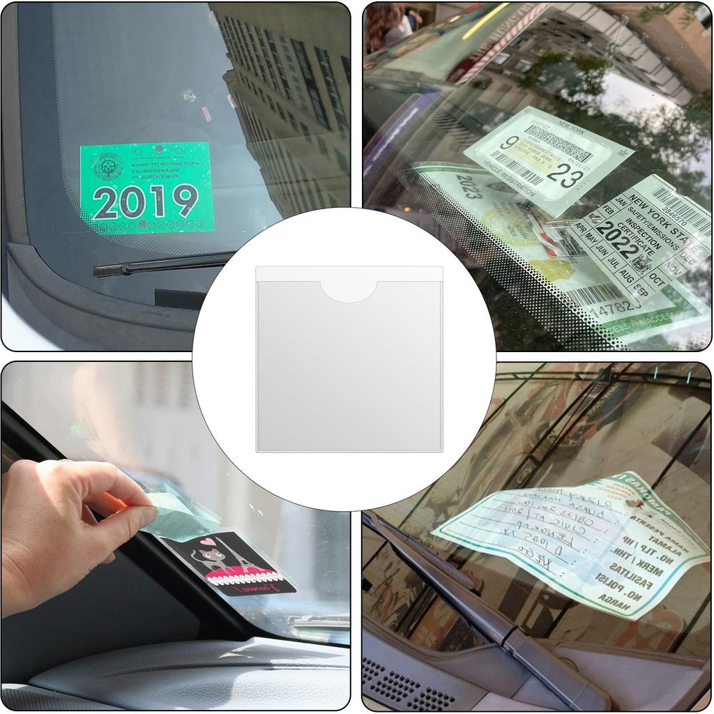 Держатель парковочного разрешения на лобовое стекло автомобиля, самоклеящиеся держатели для разрешения на парковку, квадратный держатель для лобового стекла, прозрачный для автомобиля